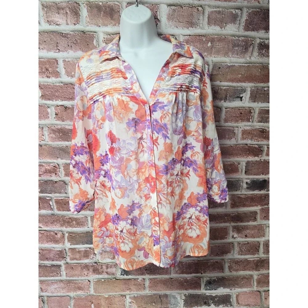 Women's VINTAGE AMERICAN BLUES Floral Blouse Large